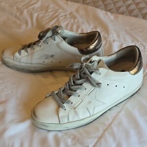 Golden Goose White Sneakers with Metallic Bronze Heel